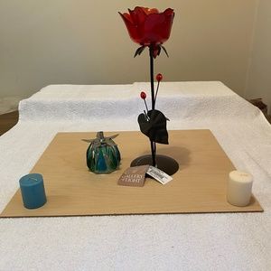 Romantic Rose and peacock votive holder